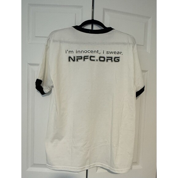 Prison Chix On Pluto NPFC.org Shirt  JERZEES “I'm innocent, I swear” RARE Sz L - Picture 5 of 16